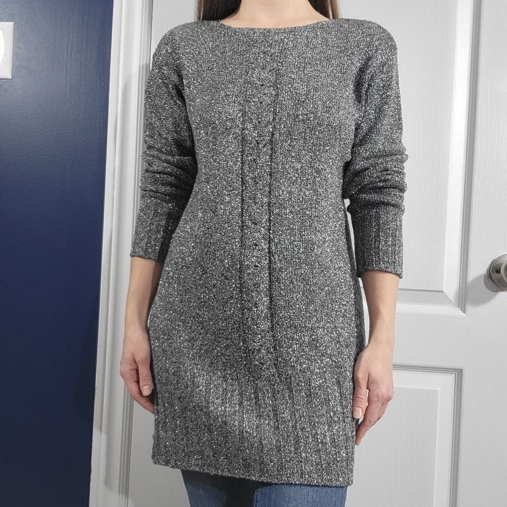 Mirror Room Gray Metallic Sweater Long S